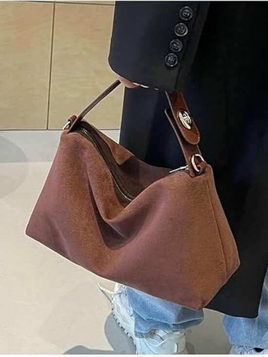 Gustave Women Faux Suede Slouchy Hobo Bag Crossbody Top-Handle Tote Shoulder Purse